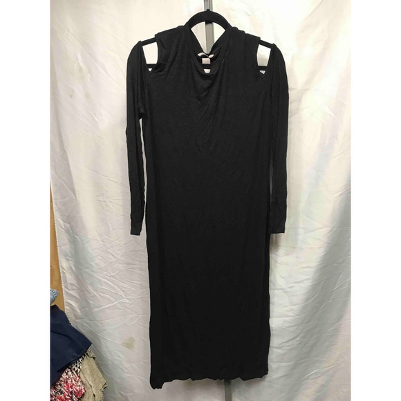 H&M Dresses & Skirts - H M Black Ribbed Cold Shoulder Long Sleeve Midi Dress Womens Size XL